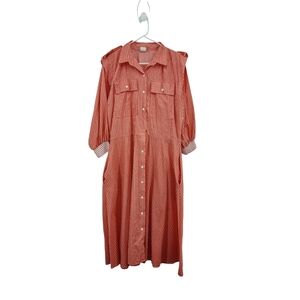 Miss Oops Women's Vintage Cotton Poly Stripes Pocket Shirt Dress - 12